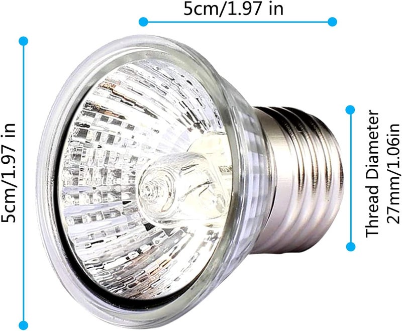 PewinGo 4 -Pack 50W UVA UVB Heat Lamp Bulbs for Reptiles, Heating Emitter Bulbs for Amphibian, Terrariums, Cages, for Tortoise, Snake, Frog, Lizard, Chameleon, Hermit Crab, Cockatoo. Halogen, Orange - Image 4